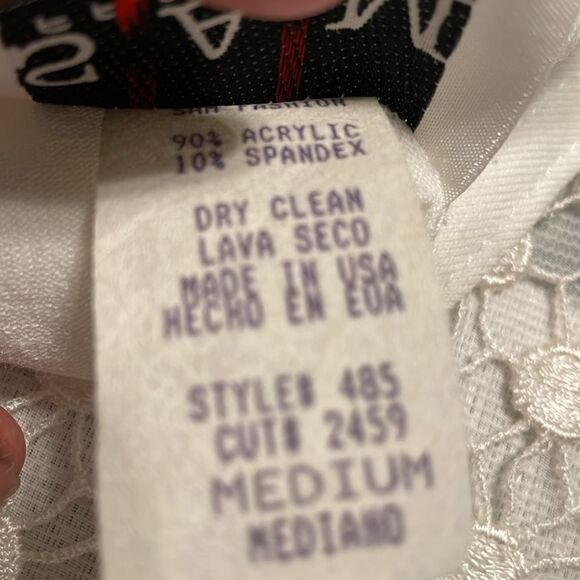 SAM Fashion White 2 Pc Lace Overlay Body Suit,Size Med,White,Lace Heart Overlay - Picture 11 of 11